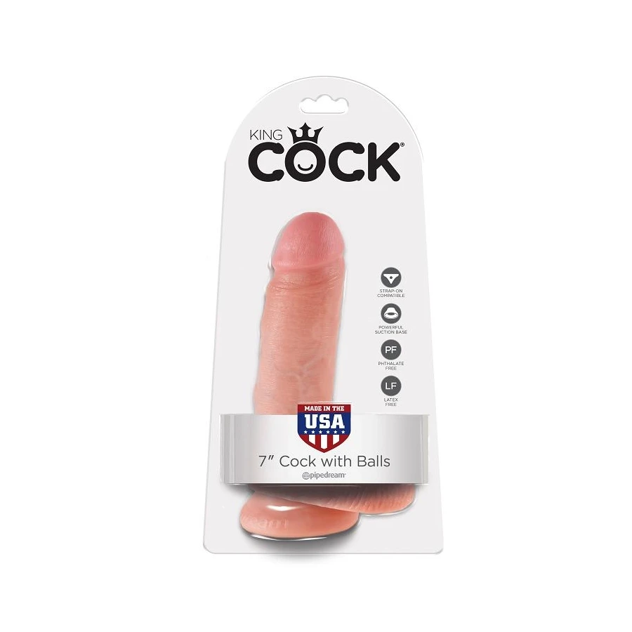 KING COCK - 7 CARNE DE DILDO COM BOLAS 17.8 CM